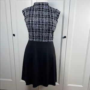 9&CO. Black and White Plaid Midi Dress